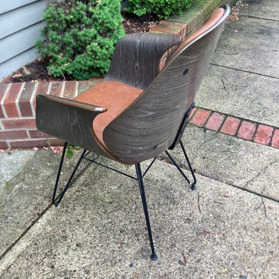 Sirio Modern Curved Wood Shell Armchair Brown