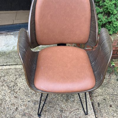 Sirio Modern Curved Wood Shell Armchair Brown