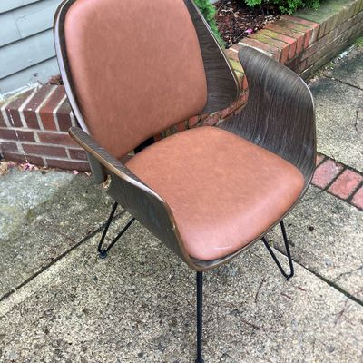 Sirio Modern Curved Wood Shell Armchair Brown