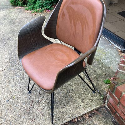 Sirio Modern Curved Wood Shell Armchair Brown