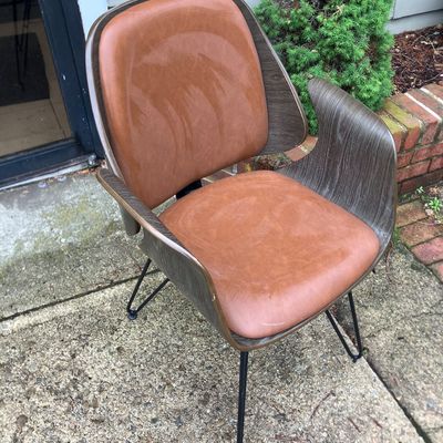 Sirio Modern Curved Wood Shell Armchair Brown