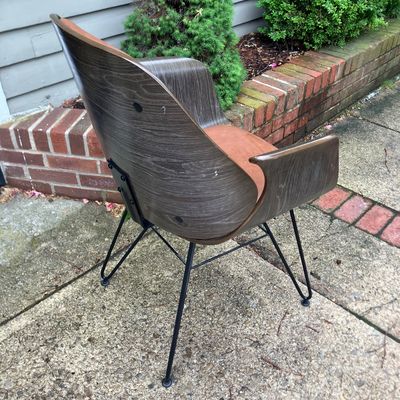 Sirio Modern Curved Wood Shell Armchair Brown