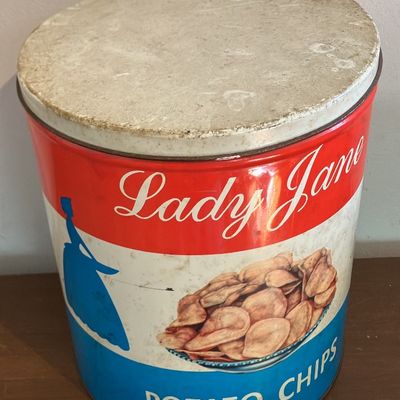 Vintage Lady Jane Potato Chips Tin Canister – Dutch Boy Foods Philadelphia 1950s–60s