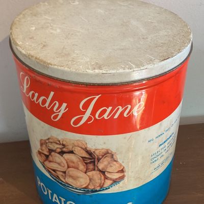 Vintage Lady Jane Potato Chips Tin Canister – Dutch Boy Foods Philadelphia 1950s–60s