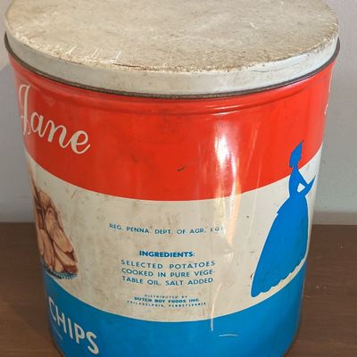 Vintage Lady Jane Potato Chips Tin Canister – Dutch Boy Foods Philadelphia 1950s–60s