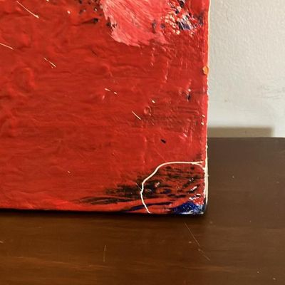 John Gwinn Original Acrylic - 'Red River Blue Sky' (Bold Abstract Landscape, Numbered 192)