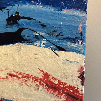 John Gwinn Original Acrylic - 'Red River Blue Sky' (Bold Abstract Landscape, Numbered 192)