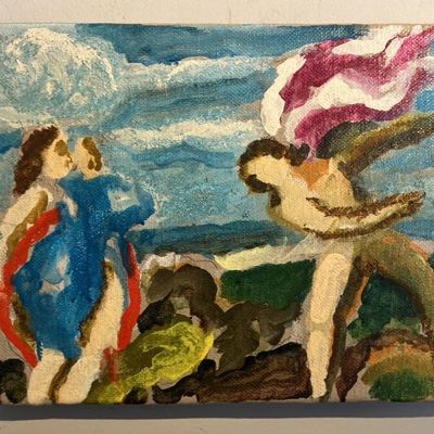 John Gwinn Original Acrylic - Ethereal Figures in Flight (Mythic Scene)