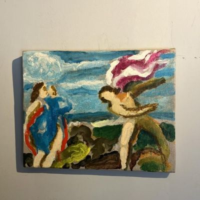 John Gwinn Original Acrylic - Ethereal Figures in Flight (Mythic Scene)