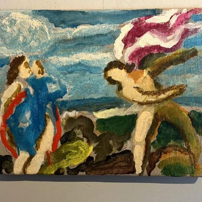 John Gwinn Original Acrylic - Ethereal Figures in Flight (Mythic Scene)