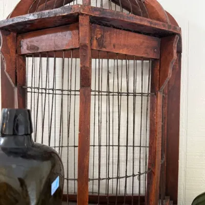 Sale Photo Thumbnail #91: Antique wood and wire birdcage