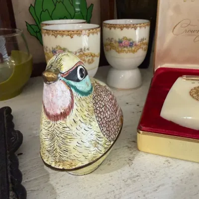 Sale Photo Thumbnail #95: Hand-painted porcelain quail figurine