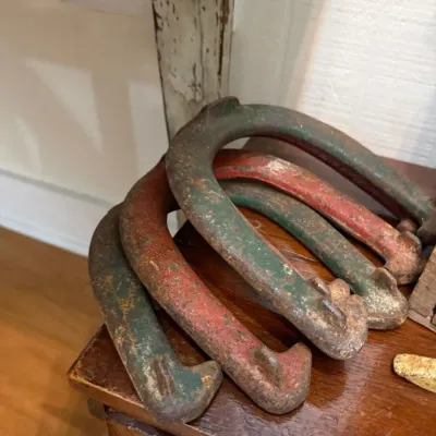 Sale Photo Thumbnail #132: Set of vintage painted horseshoes