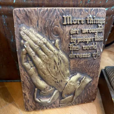 Sale Photo Thumbnail #185: Praying hands wall plaque with prayer verse