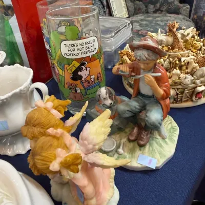 Sale Photo Thumbnail #203: Assorted porcelain figurines and collectible glassware