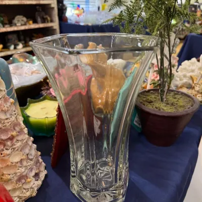 Sale Photo Thumbnail #208: Heavy clear crystal flared vase