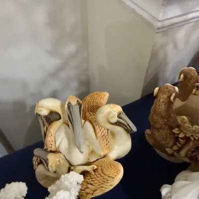 Sale Photo Thumbnail #223: Carved resin pelican group figurine