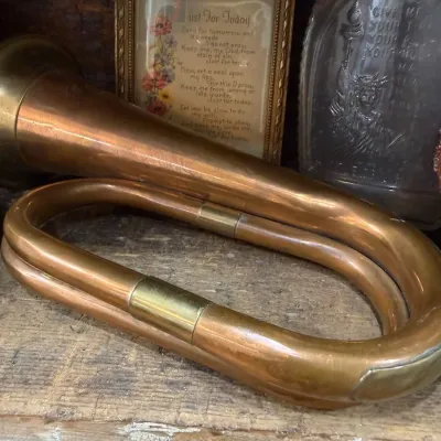 Sale Photo Thumbnail #259: Antique brass military bugle