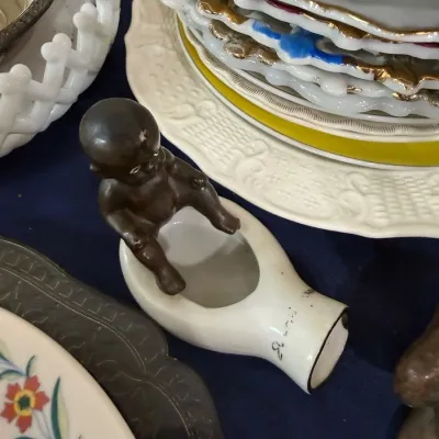 Sale Photo Thumbnail #327: Bisque baby figurine with porcelain dish