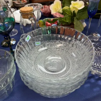 Sale Photo Thumbnail #355: Stack of pressed glass serving bowls