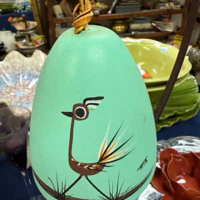 Sale Photo Thumbnail #359: Hand painted roadrunner gourd bell