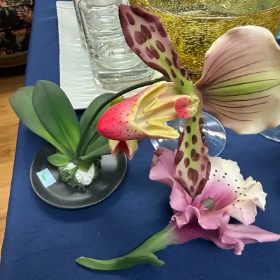 Sale Photo Thumbnail #366: Porcelain orchid and lily flower figurines