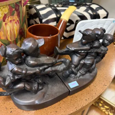 Sale Photo Thumbnail #379: Pair of bronzed figural bookends