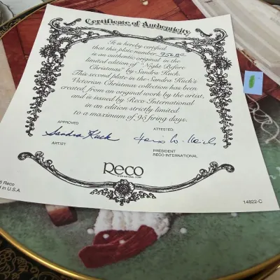 Sale Photo Thumbnail #433: Reco collector plate with certificate, Sandra Kuck Victorian Christmas