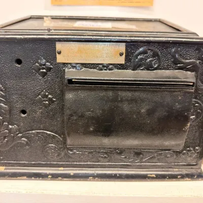 Sale Photo Thumbnail #512: Antique cast iron National Stationery Cabinet
