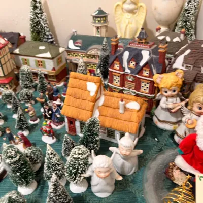 Sale Photo Thumbnail #531: Christmas village houses with snowbabies and angels