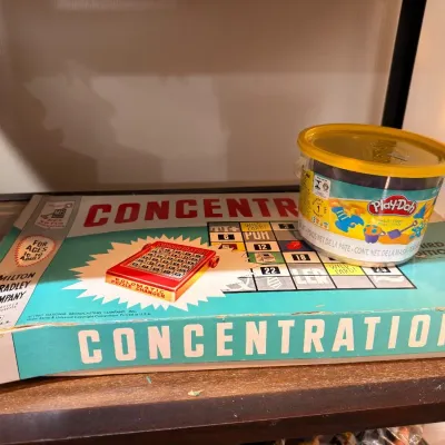Sale Photo Thumbnail #564: Vintage Milton Bradley Concentration game and Play-Doh