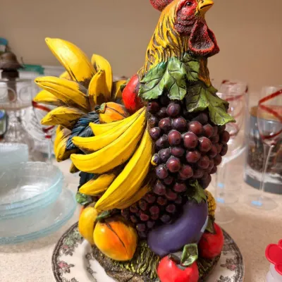 Sale Photo Thumbnail #604: Large ceramic rooster and fruit figurine