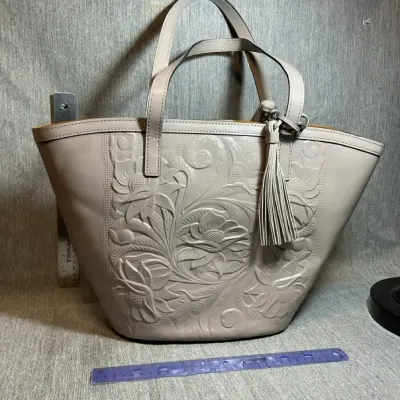 Patricia Nash Vintage Veg Tan Cava Tool Leather Marconia Stone Tote
