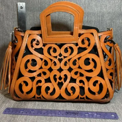 Musical Notes Leather Crossbody Honey Bag