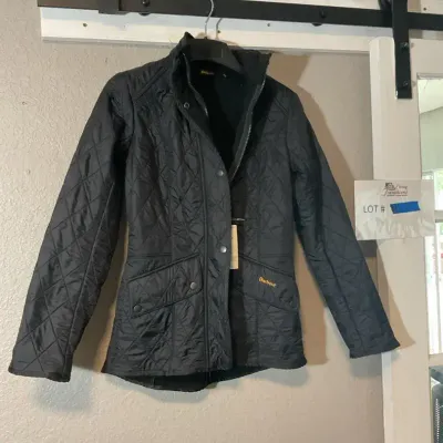 Barbour Cavalry Polarquilt Coat Black Diamond Quilted Fleece Riding Jacket US 8