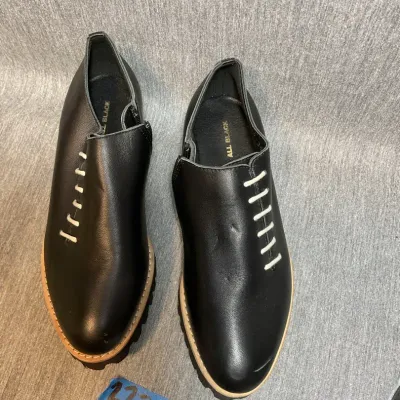 All Black Side Cord Laced Shoes US 7