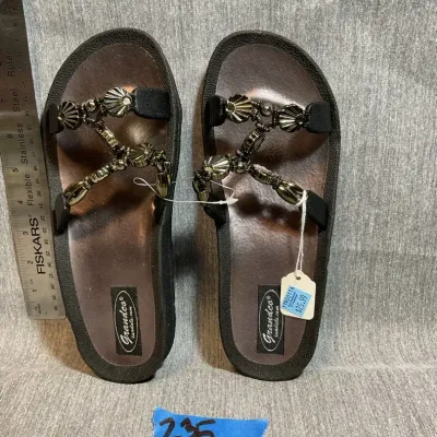 Black Flower Flip-Flops US 7