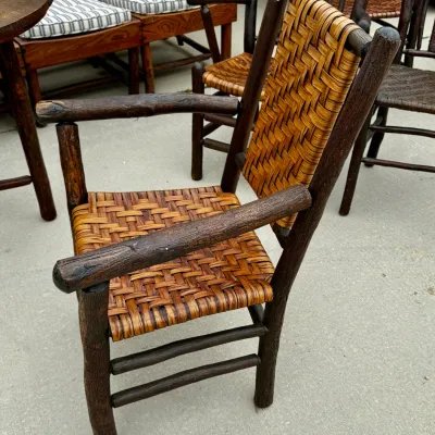 Old Hickory Style Rustic Hickory & Woven Splint Armchair