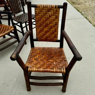 Old Hickory Style Rustic Hickory & Woven Splint Armchair