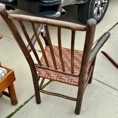Old Hickory Style Rustic Hickory & Woven Splint Armchair