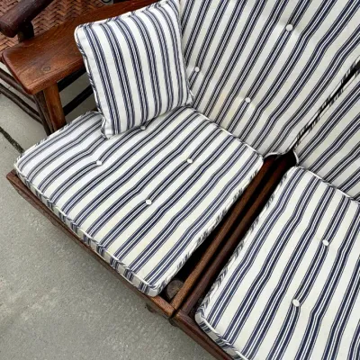 Rustic Hickory Furniture Co. 3-Seat Sofa with Striped Cushions