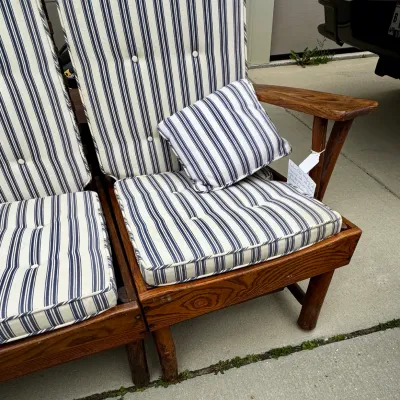 Rustic Hickory Furniture Co. 3-Seat Sofa with Striped Cushions