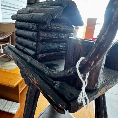 Vintage Adirondack Style Rustic Log Cabin Plant Stand