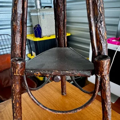 Vintage Adirondack Style Rustic Log Cabin Plant Stand