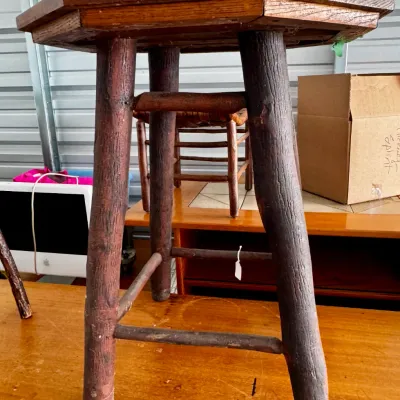 Rustic hickory log side table / cabin or lodge