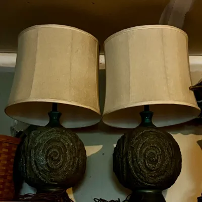 Vintage Mid-Century Marcello Fantoni Brutalist Ceramic Table Lamps - Pair