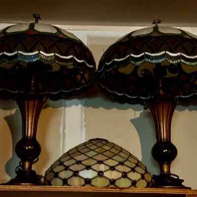 Tiffany-style stained glass table lamps (Pair) Very Heavy