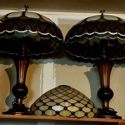 Tiffany-style stained glass table lamps (Pair) Very Heavy