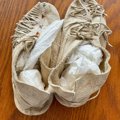 Native American beaded deerskin moccasins