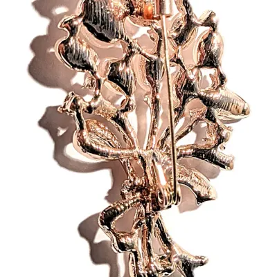 **NEW ARRIVAL** CHAMPAGNE Colored Oval Stones FLOWER SPRAY BROOCH (2½" x 1¼") with Muted Blue Stone Accents and Stems &...